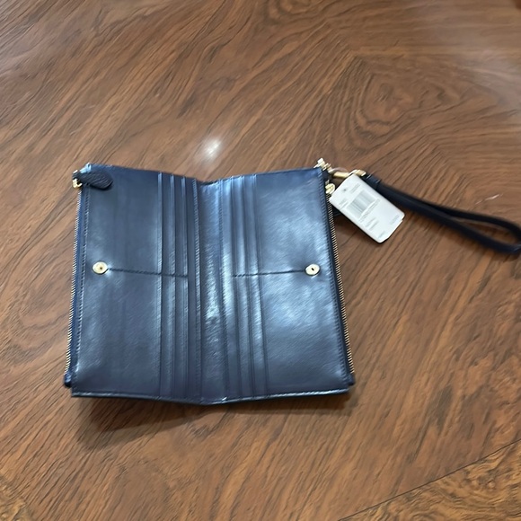 Coach Navy Blue Wristlet with Gold Details - Picture 3 of 3